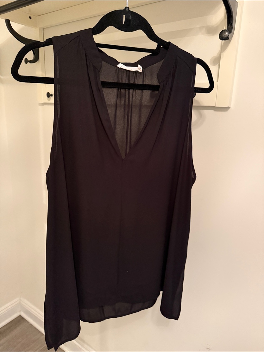 Sleeveless V-Neck Chiffon Top - Black